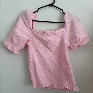 Elegant Pink Puff Sleeve Blouse